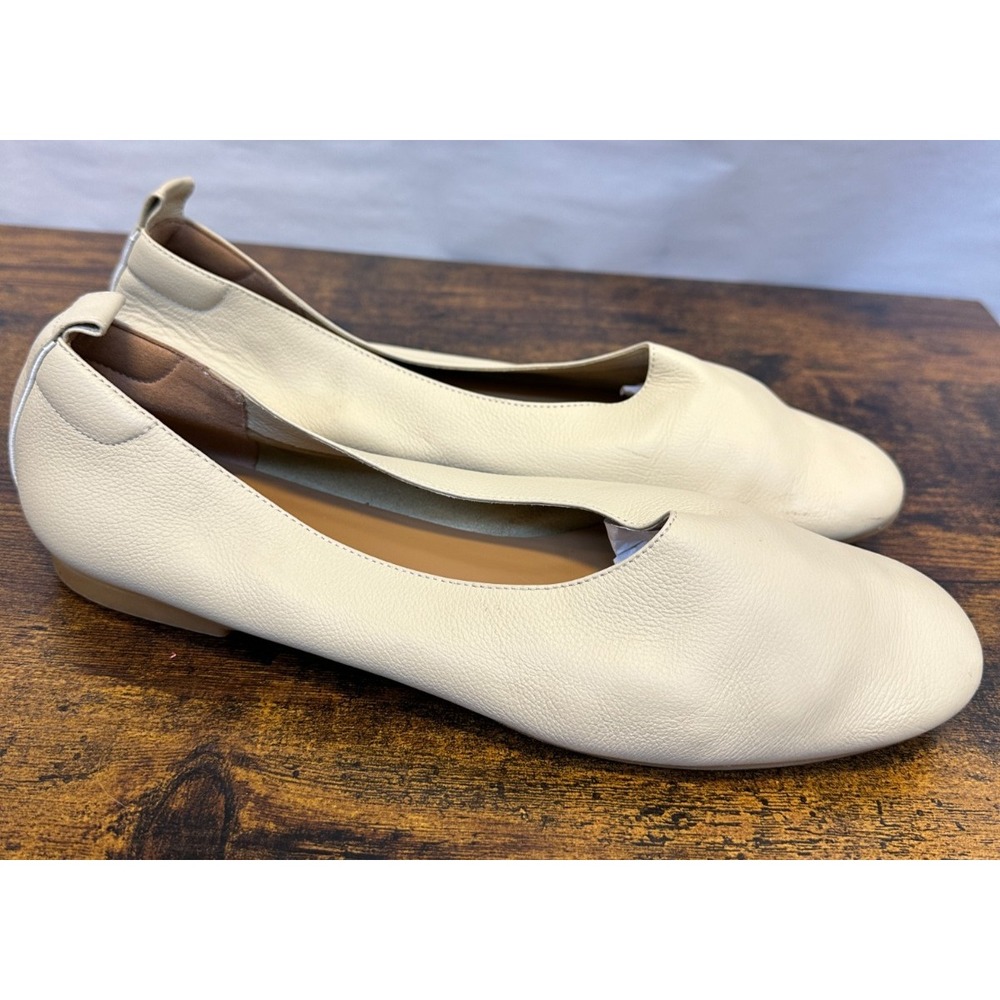 Everlane The Day Glove Leather Ballet Flats Canvas Ivory Size 10 Made in Italy - Picture 5 of 11